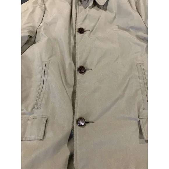 VTG Woolrich Brown Khaki Faux Fur Lined Button Down Winter Coat Mens Sz 40 Parka - Picture 2 of 15